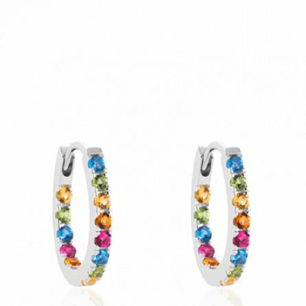 Boucles d'oreilles femme argent Gisela créoles multicouleur