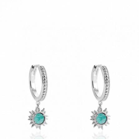 Boucles d'oreilles femme argent Luliane créoles turquoise