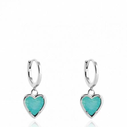 Boucles d'oreilles femme argent Odilvio créoles turquoise