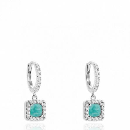 Boucles d'oreilles femme argent Till créoles turquoise