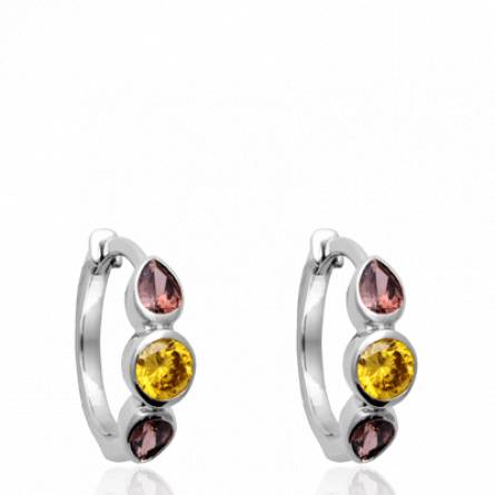 Boucles d'oreilles femme argent Tsila créoles jaune