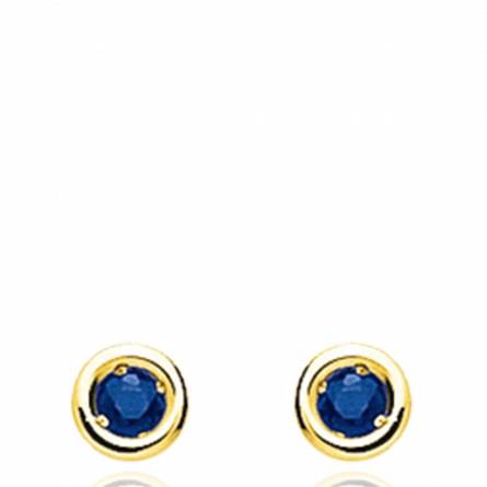 Boucles d'oreilles femme or Thesise ronde bleu
