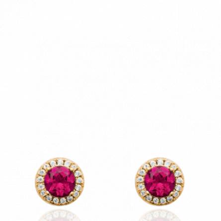 Boucles d'oreilles femme plaqué or Abdennadar ronde rouge