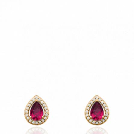 Boucles d'oreilles femme plaqué or Bronwyn goutte rouge