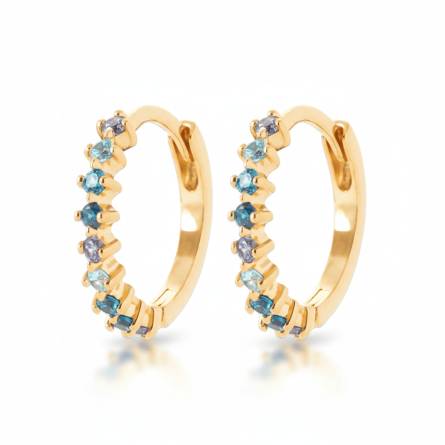 Boucles d'oreilles femme plaqué or Chack créoles bleu