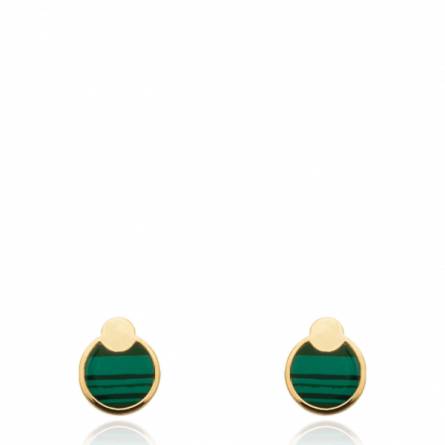 Boucles d'oreilles femme plaqué or Dolosia ronde vert