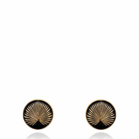 Boucles d'oreilles femme plaqué or Emosia ronde noir