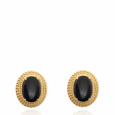 Boucles d'oreilles femme plaqué or Fereol noir