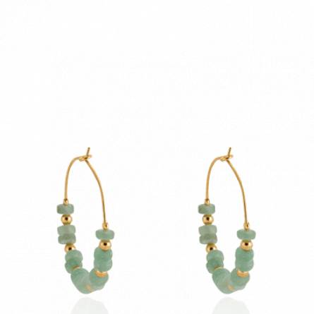 Boucles d'oreilles femme plaqué or Floranne créoles vert