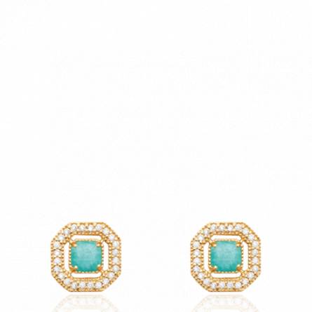 Boucles d'oreilles femme plaqué or Gemal turquoise