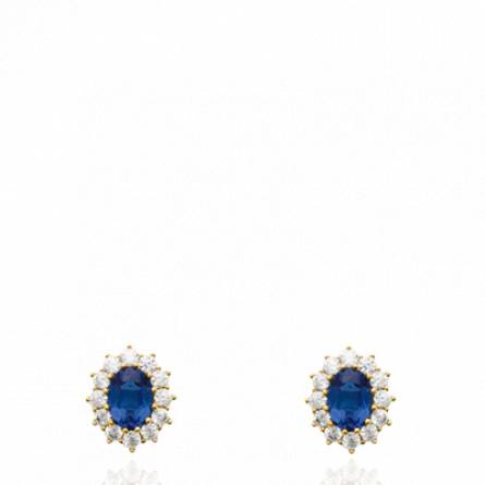 Boucles d'oreilles femme plaqué or Goadec bleu