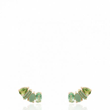 Boucles d'oreilles femme plaqué or Herina vert