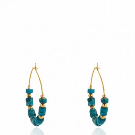 Boucles d'oreilles femme plaqué or Innis créoles bleu