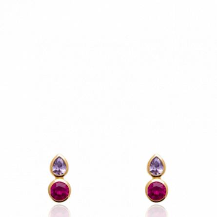 Boucles d'oreilles femme plaqué or Milick violet