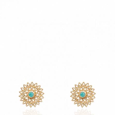 Boucles d'oreilles femme plaqué or Nisolas turquoise