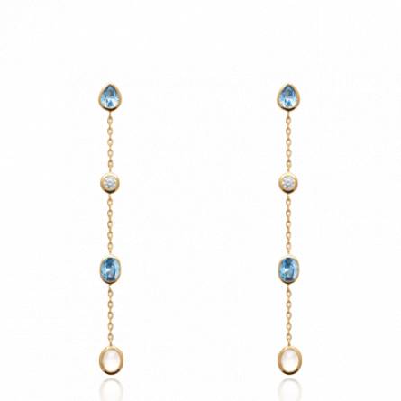 Boucles d'oreilles femme plaqué or Nizaar bleu