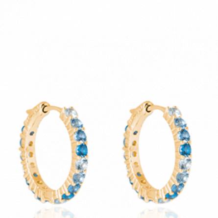 Boucles d'oreilles femme plaqué or Pelya ronde bleu