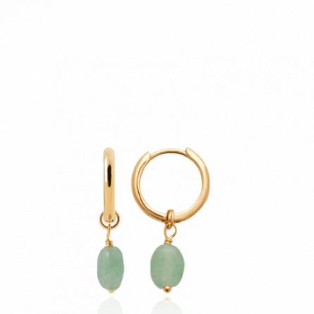 Boucles d'oreilles femme plaqué or Teranece créoles vert