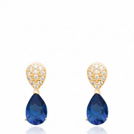 Boucles d'oreilles femme plaqué or Thil bleu