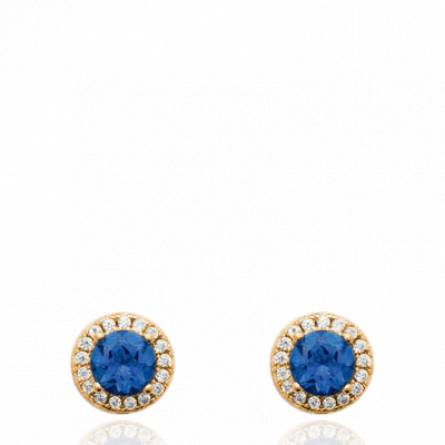 Boucles d'oreilles femme plaqué or Valat ronde bleu