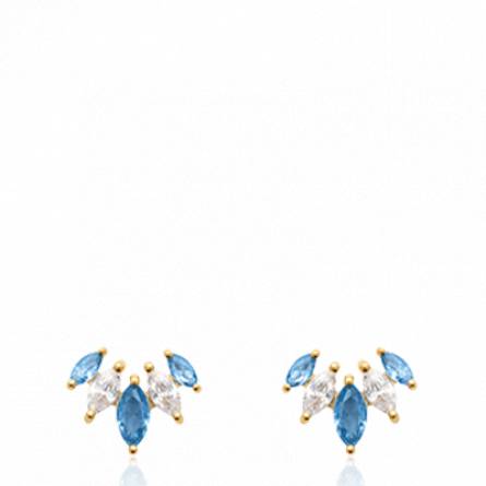 Boucles d'oreilles femme plaqué or Wannasa bleu