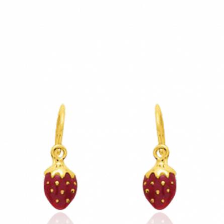 Boucles d'oreilles or dormeuses fraise