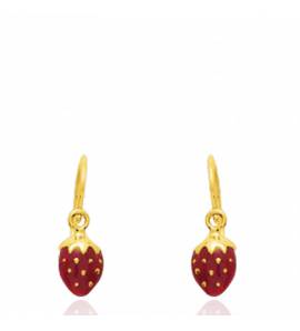 Boucles d'oreilles or dormeuses fraise