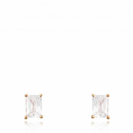 Boucles d'oreilles plaqué or zirconium rectangle