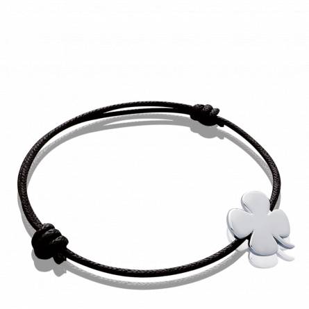 Bracciale donna argento Tréfle Acceuillant trèfle nero