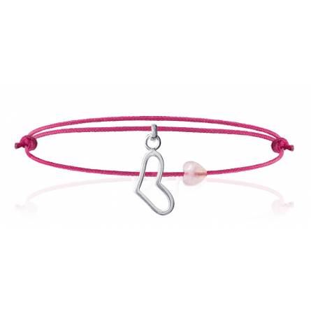 Bracciale donna filo cordone Colombe cuore rosa