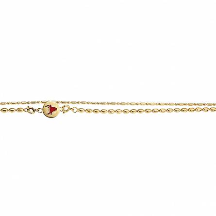 Bracciale donna metallo dorato Taureau  rosso