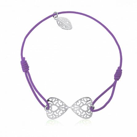 Bracciale donna metallo rodiato Évady dentelle viola