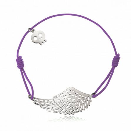 Bracciale donna metallo rodiato Libertad dentelle viola