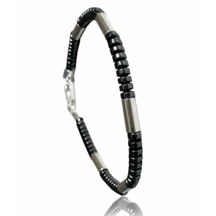 Bracciale uomo argento Sequentiel  nero