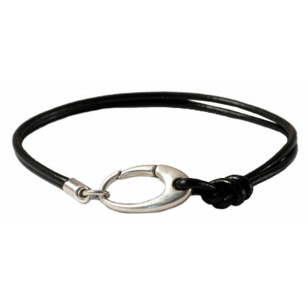 Bracciale uomo cuoio Adolfo nero