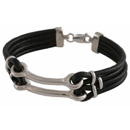 Bracciale uomo cuoio Equestre  nero