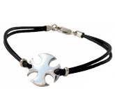 Bracciale uomo cuoio Templiers Croix de Malte nero