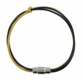 Bracelet 3 brins cuir noir & jaune
