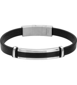 Bracelet acier et cuir Denor