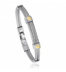 Bracelet acier motif vis en or jaune