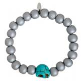 Bracelet argenté tête de mort cyan Nahum
