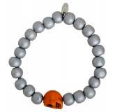 Bracelet argenté tête de mort orange Natacha