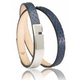 Bracelet cuir bleu U-Turn twice python