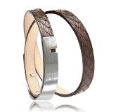 Bracelet cuir marron U-Turn twice python