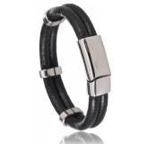 Bracelet cuir noir Cuneo