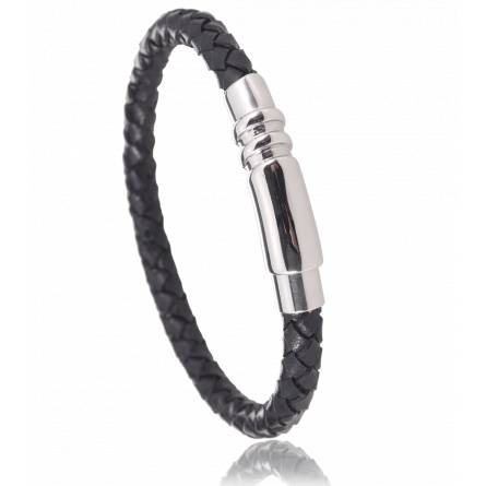 Bracelet cuir noir Messine