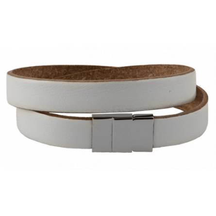 Bracelet cuir plat double blanc