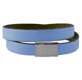 Bracelet cuir plat double bleu