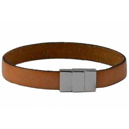 Bracelet cuir plat orange