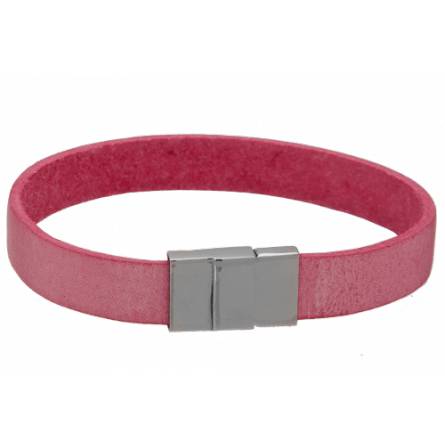 Bracelet cuir plat rose